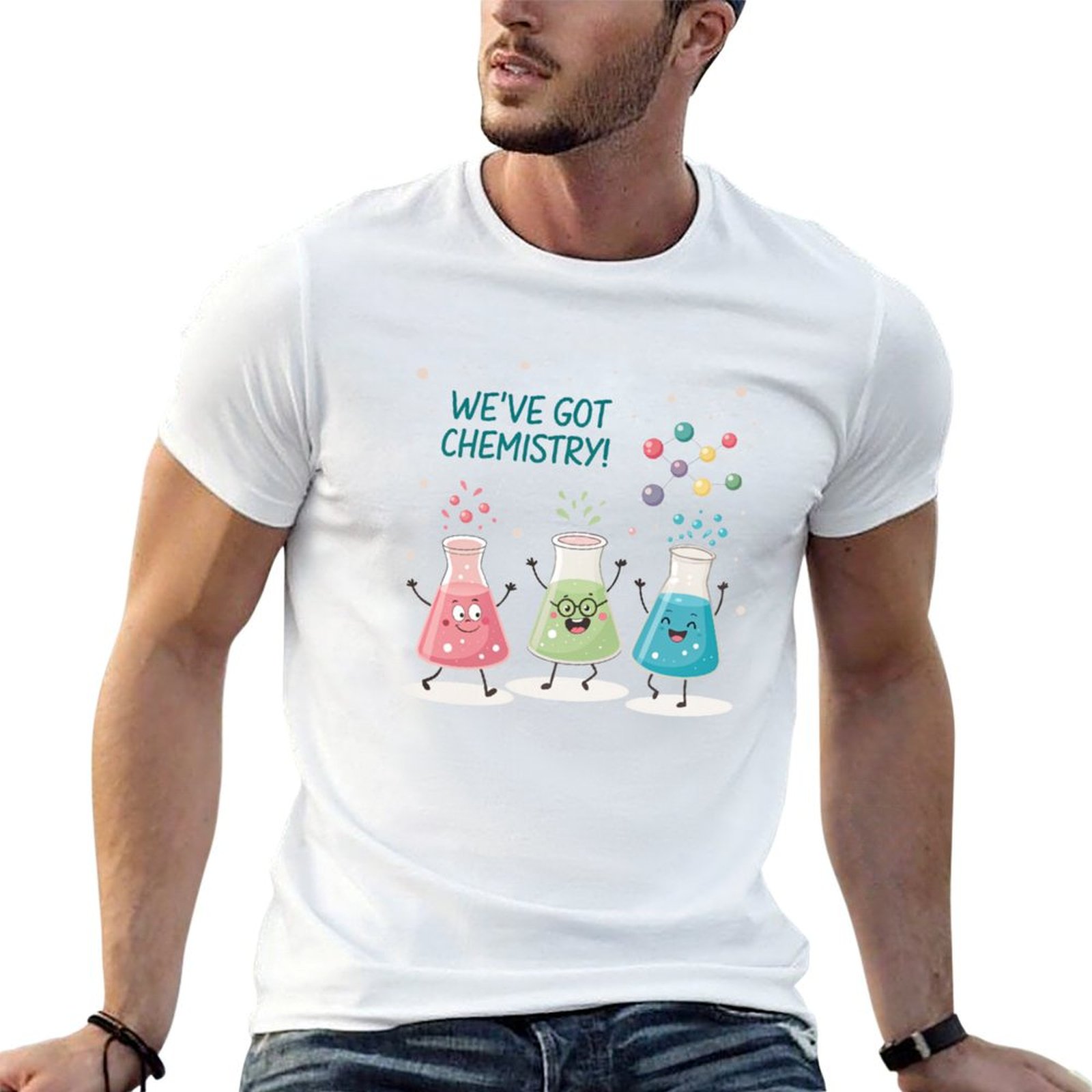 Science Buddy - เสื้อยืด Science Beaker Buddies เสื้อยืดลำลองน้ำหนักเบาสำหรับฤดูร้อน
