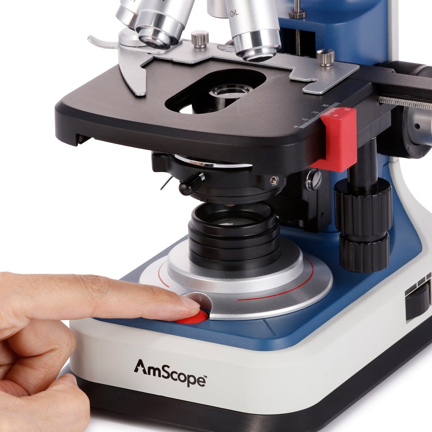 Microscope Compound 40X - กล้องจุลทรรศน์แบบสองตาสำหรับนักเรียน AmScope 40X-2500X พร้อมพอร์ต USB-C ชาร์จไฟได้