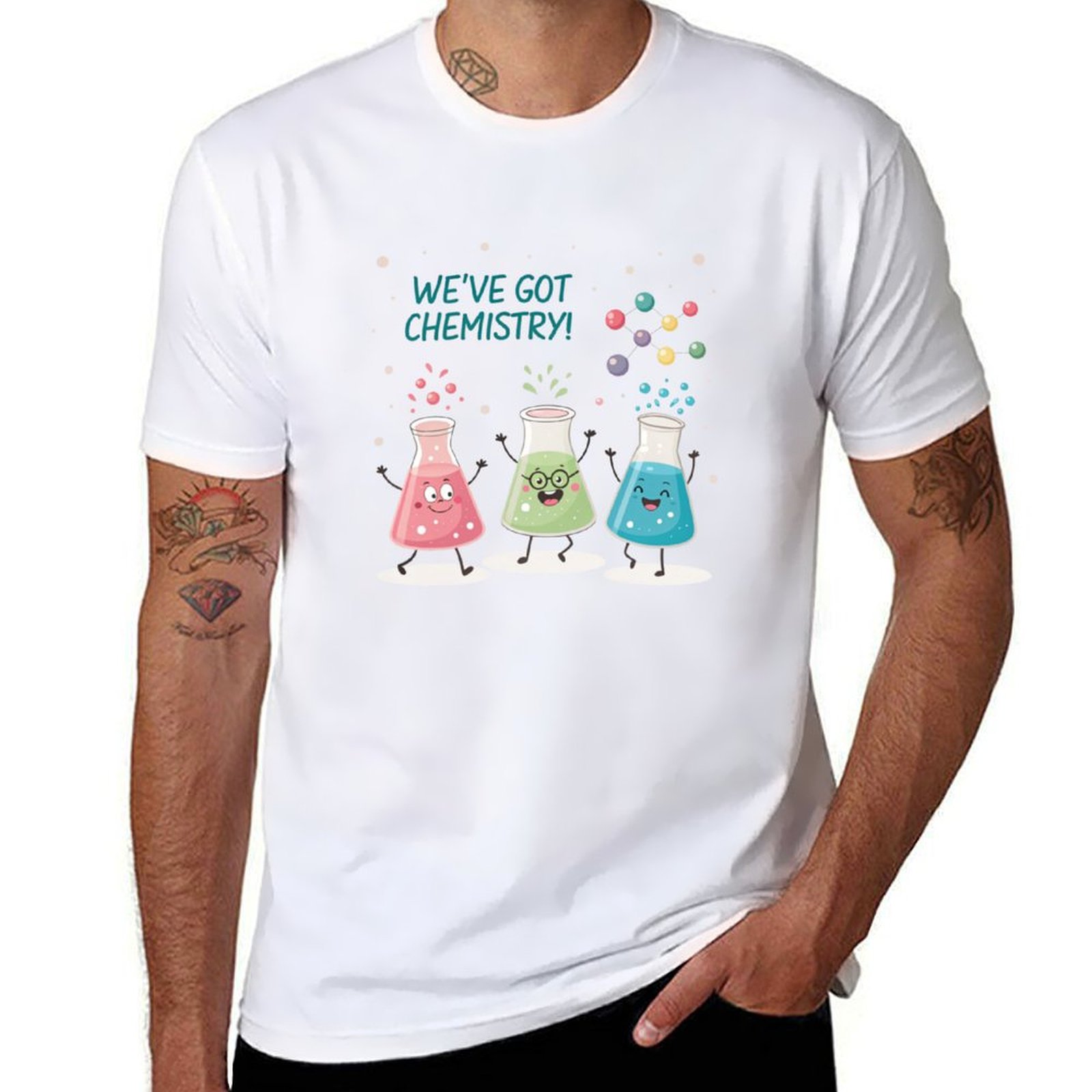 Science Buddy - เสื้อยืด Science Beaker Buddies เสื้อยืดผ้าฝ้ายสีดำ เสื้อยืดธรรมดาสำหรับผู้ชาย